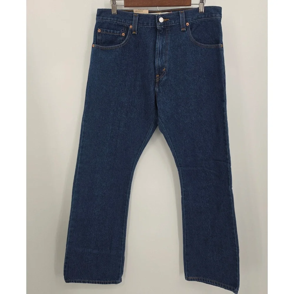 NEW Y2K Levis 517 Bootcut Jeans Mens 34x32 Dark Blue Wash Slim Fit Deadstock NWT